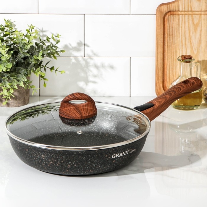 Сковорода Granit ultra, d=26 см, стеклянная крышка, съёмная ручка, антипригарное покрытие Сковорода Granit ultra, d=26 см, стеклянная крышка, съёмная ручка, антипригарное покрытие