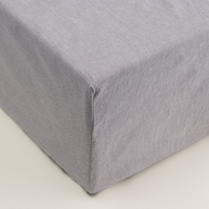 Простыня на резинке SL Home Простыня на резинке SL Home "Деним" 160*200+30 см, цв.серый, 100% жатый хлопок