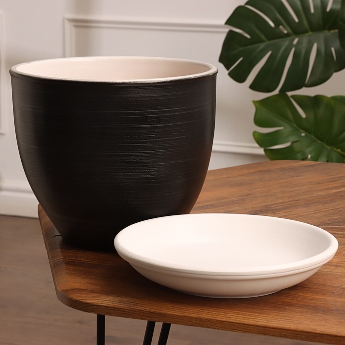 Горшок цветочный "Фоджа" черные линии 6 л