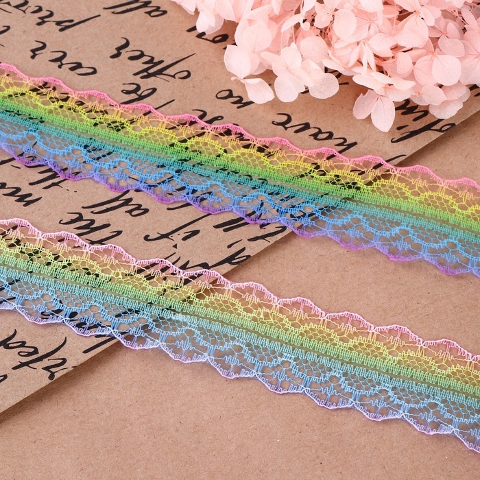 Кружево капроновое &laquo;Радуга яркая&raquo;, 28 мм &times; 10 &plusmn; 1 м, цвет разноцветный №1