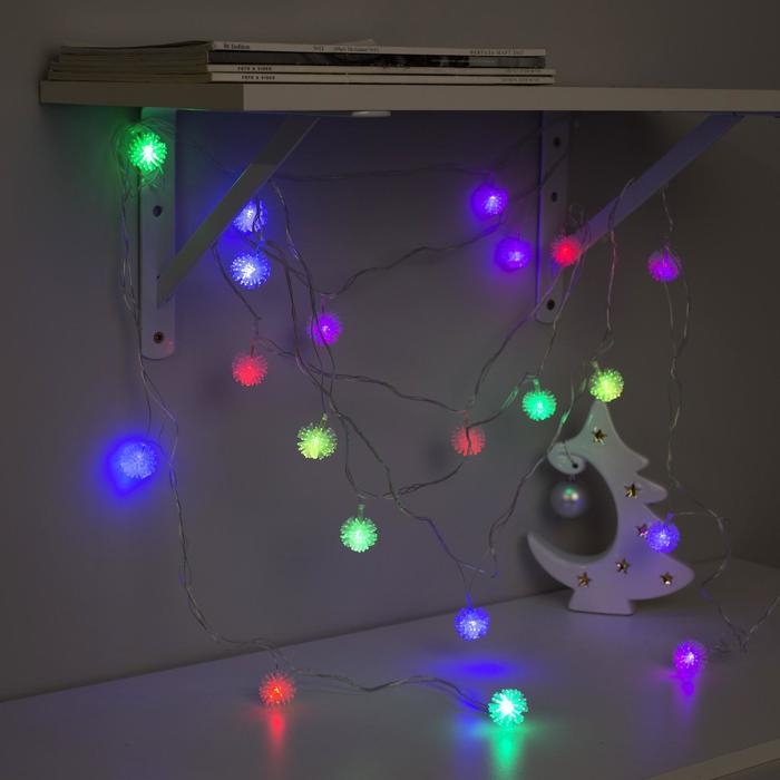 Гирлянда «Нить» 5 м с насадками «Ёжики цветные», IP20, прозрачная нить, 20 LED, свечение мульти (RG/RB), мигание, 220 В Гирлянда «Нить» 5 м с насадками «Ёжики цветные», IP20, прозрачная нить, 20 LED, свечение мульти (RG/RB), мигание, 220 В