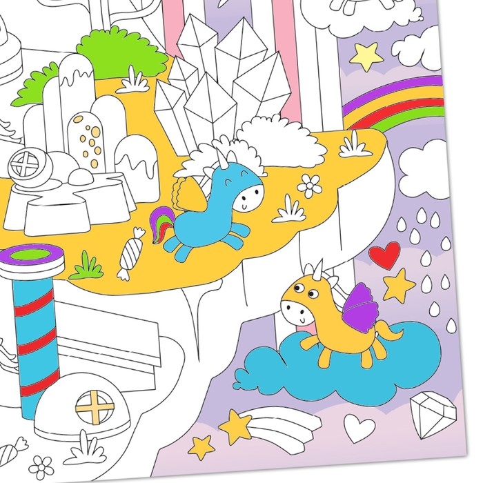 Многоразовая раскраска &laquo;Страна единорогов&raquo;, размер &mdash; 30 &times; 42 см, 5 маркеров