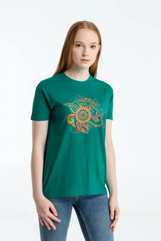 Футболка &laquo;Узор&raquo;, зеленая, размер L