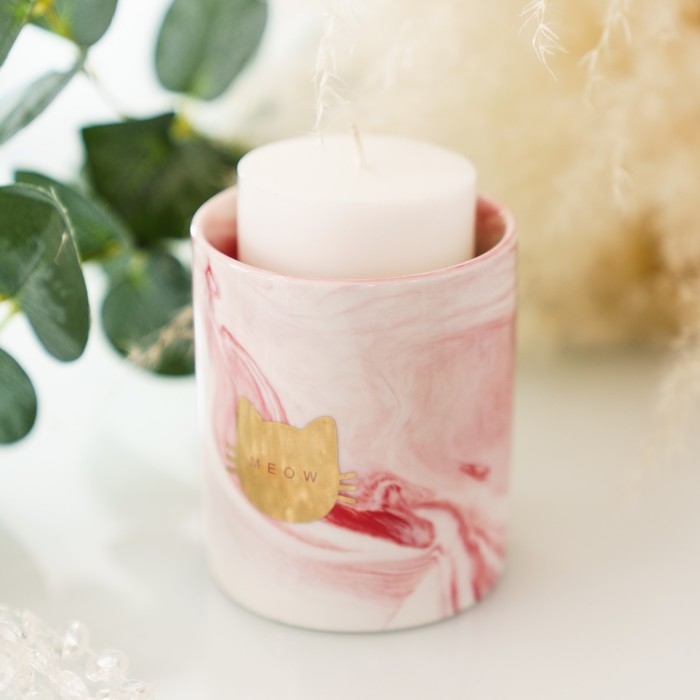 Горшок для цветов с тиснением, &laquo;Мяу&raquo;, 8 х 9.5 см