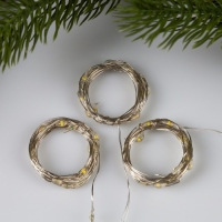 Набор гирлянд &laquo;Нить&raquo; 2 м роса, IP20, серебристая нить, 20 LED, свечение тёплое белое, 3 режима, батарейки AG13х3 (в комплекте), 3 шт.