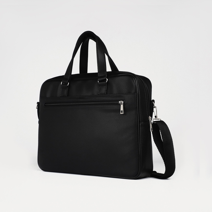 Сумка деловая на молнии TEXTURA, 2 наружных кармана, цвет чёрный Сумка деловая на молнии TEXTURA, 2 наружных кармана, цвет чёрный