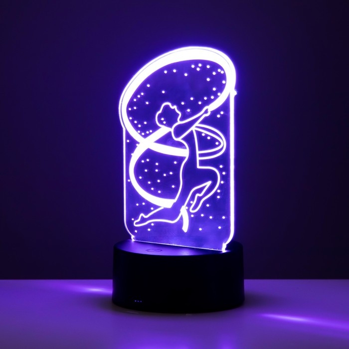 Светильник сенсорный "Гимнастка" LED 7 цветов USB/от батареек черный