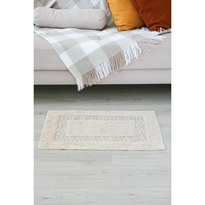 Коврик для дома Доляна &laquo;Листья&raquo;, 50&times;80 см, цвет бежевый