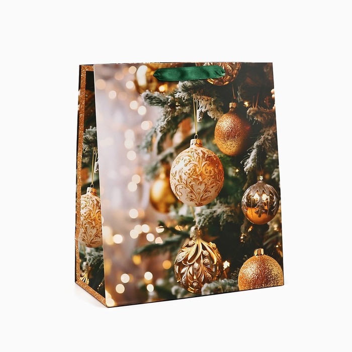 Пакет подарочный новогодний ламинированный &laquo;Ёлочные игрушки&raquo;, ML 23 х 27 х 11.5 см , Новый год