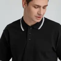 Рубашка поло мужская с контрастной отделкой Practice 270 черная, размер S