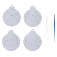 Ёлочное украшение под раскраску &laquo;Снеговик&raquo; 4 шт., кисть