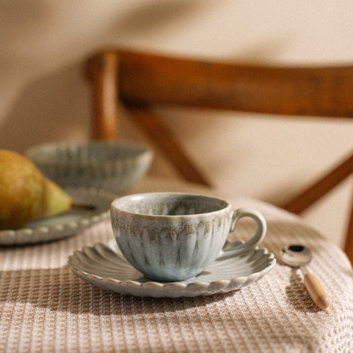 Кофейная пара фарфоровая SL Home «Эхо Крита», 2 предмета: чашка 180 мл, блюдце d=15,5 см, цвет голубой Кофейная пара фарфоровая SL Home «Эхо Крита», 2 предмета: чашка 180 мл, блюдце d=15,5 см, цвет голубой