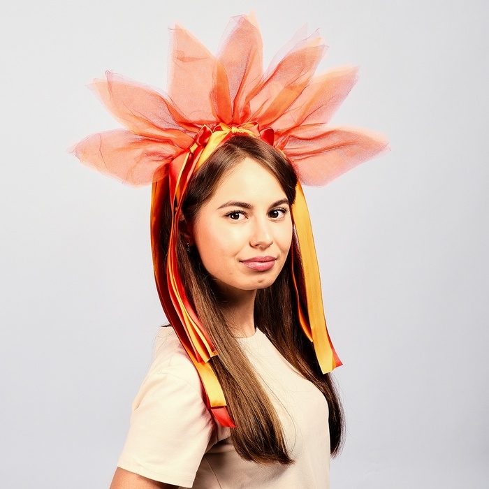 Карнавальный ободок &laquo;Лучистое солнце&raquo;, цвет красно-оранжевый