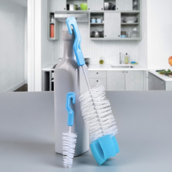 Набор ёршиков для посуды Доляна, 2 шт: 25×6 см, 12×2 см, цвет МИКС Набор ёршиков для посуды Доляна, 2 шт: 25×6 см, 12×2 см, цвет МИКС