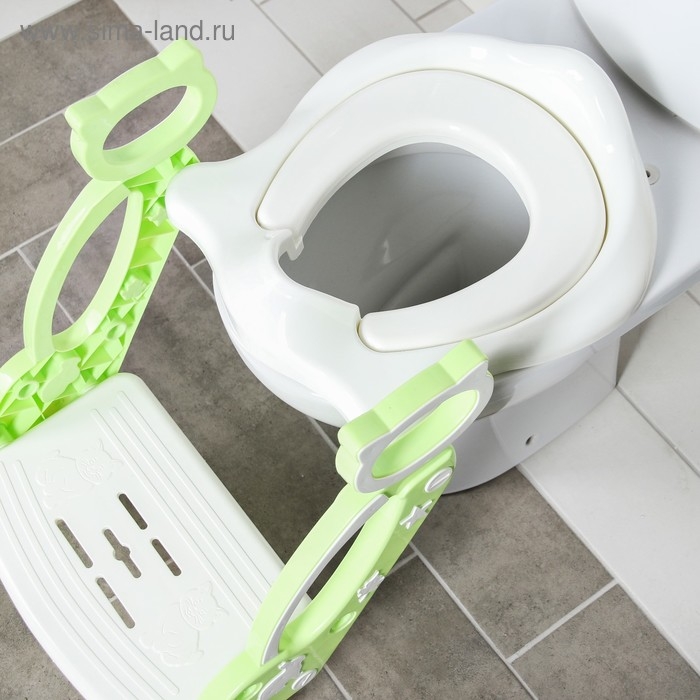Детская накладка - сиденье на унитаз &laquo;Кошечка&raquo;, цвет зеленый