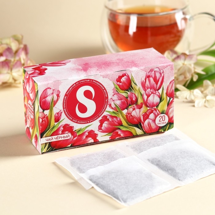 Чай чёрный &laquo;Поздравляю с 8 марта&raquo;, 40 г (20 пакетиков х 2 г).