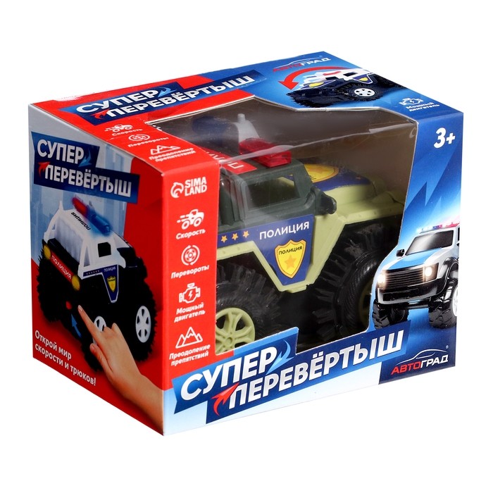 Джип-перевёртыш «Полиция», работает от батареек, цвет зелёный Джип-перевёртыш «Полиция», работает от батареек, цвет зелёный
