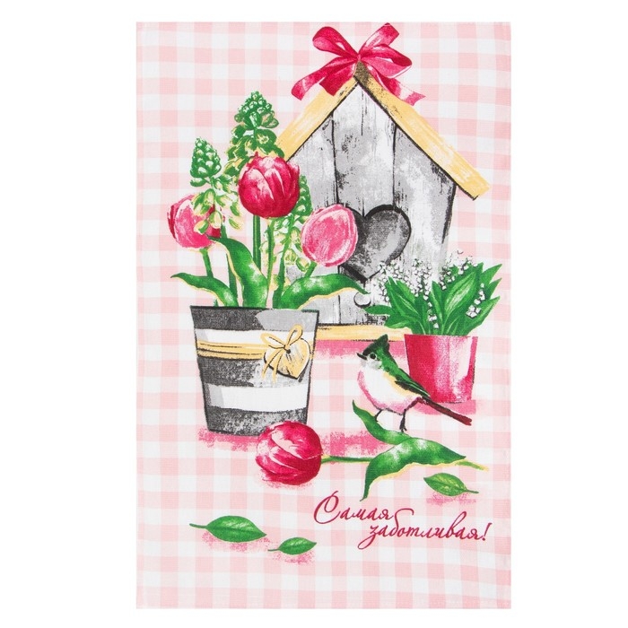 Набор кухонных полотенец Доляна &laquo;Самой заботливой&raquo;, 35х60см-2шт, 100% хл