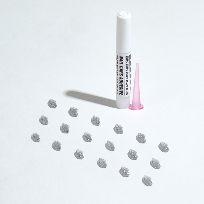 Когти накладные Когти накладные "Антицарапки" (20 шт), размер XS, серебряные с блестками