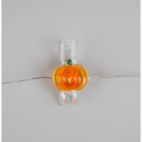 Гирлянда «Нить» 2 м роса с насадками «Прищепки-тыквы», IP20, серебристая нить, 20 LED, батарейки ААх2 (нет в копмплекте), свечение тёплое белое Гирлянда «Нить» 2 м роса с насадками «Прищепки-тыквы», IP20, серебристая нить, 20 LED, батарейки ААх2 (нет в копмплекте), свечение тёплое белое