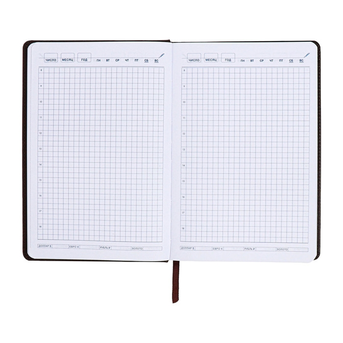 Ежедневник недатированный, А5, 140л, клетка, обл.кожзам, с хлястиком, Полоски изумрудный