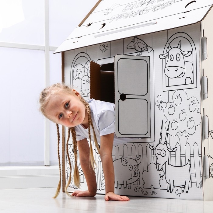 Набор для творчества &laquo;Дом-раскраска: Синий трактор&raquo;, дом из картона