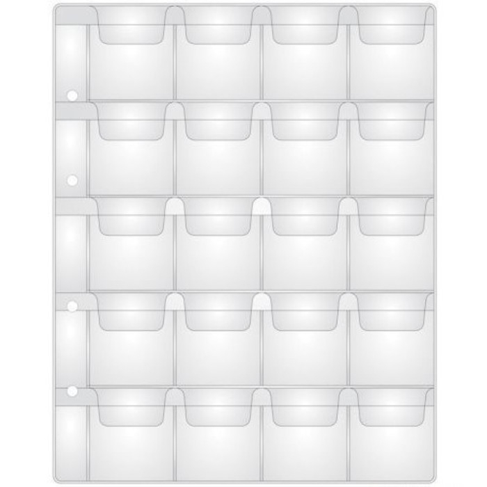 Набор листов для монет, формат "Оптима", 10 листов 200 х 250 мм, на 20 ячеек 45 х 48 мм