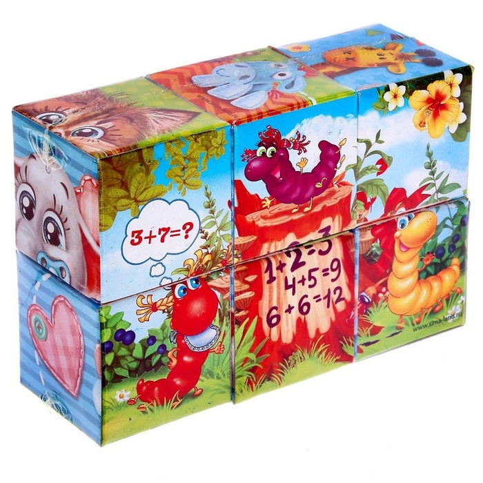 Кубики «Зверята», 6 штук (картон) Кубики «Зверята», 6 штук (картон)