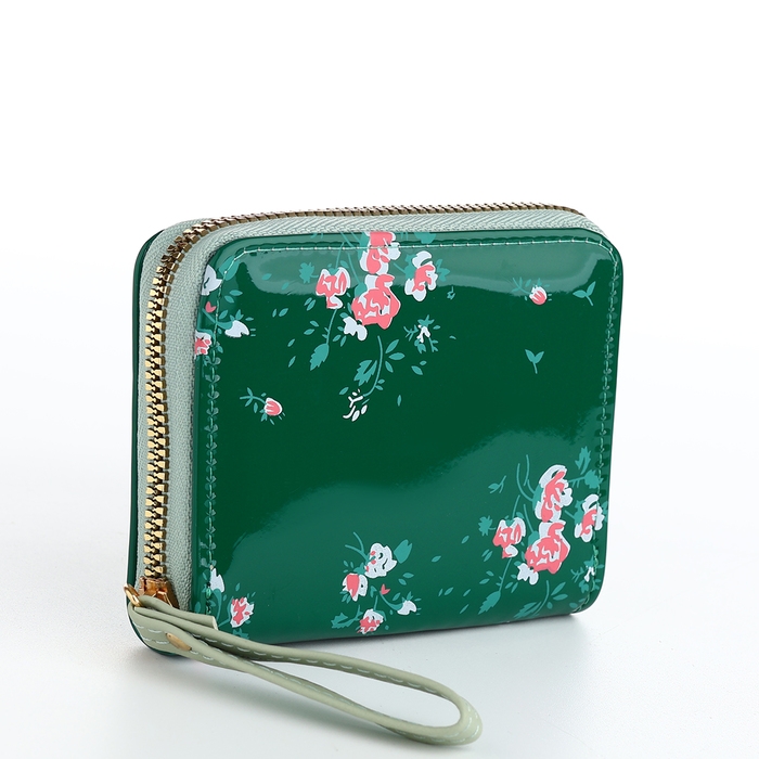 Кошелёк женский на молнии, лакированный, цвет зелёный Кошелёк женский на молнии, лакированный, цвет зелёный