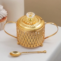 Сахарница &laquo;Кувшин&raquo;, 200 мл, 18,5&times;19,5&times;12,5 см, с ложкой, цвет металла золотой