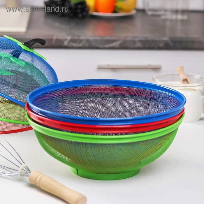 Сито с крышкой для хранения продуктов Доляна &laquo;Вкус&raquo;, d=25 см, цвет МИКС