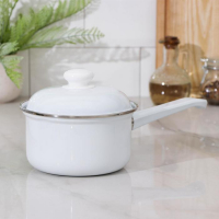 Ковш эмалированный цилиндрический, 1 л, без деколи, индукция, цвет белый Ковш эмалированный цилиндрический, 1 л, без деколи, индукция, цвет белый