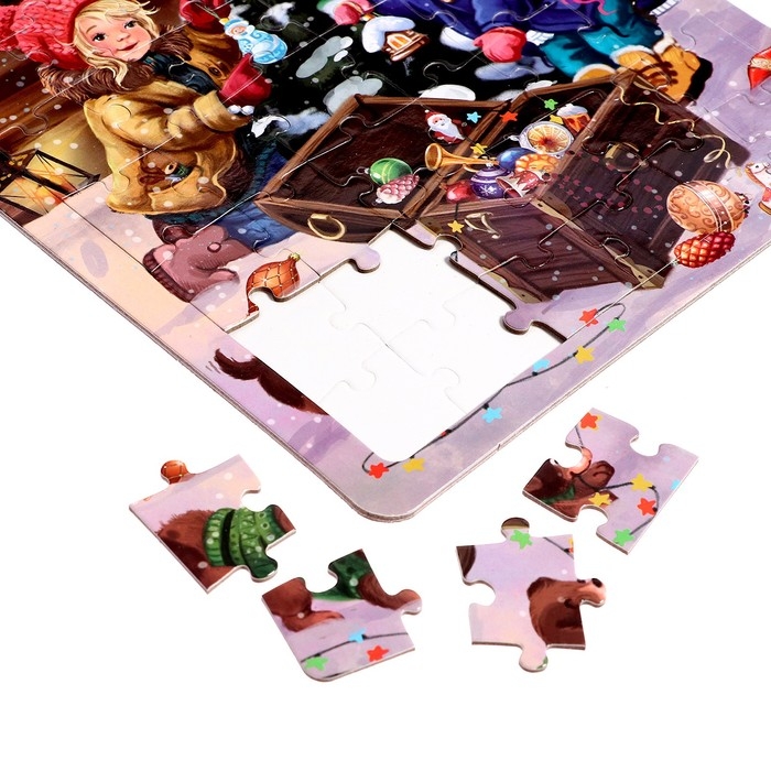 Набор пазлов в рамке «Здравствуй, Новый год», 35, 42, 54 детали, в пакете Набор пазлов в рамке «Здравствуй, Новый год», 35, 42, 54 детали, в пакете