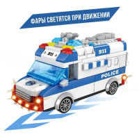 Конструктор блочный инерционный &laquo;Полицейский фургон&raquo;, свет, звук, 68 деталей