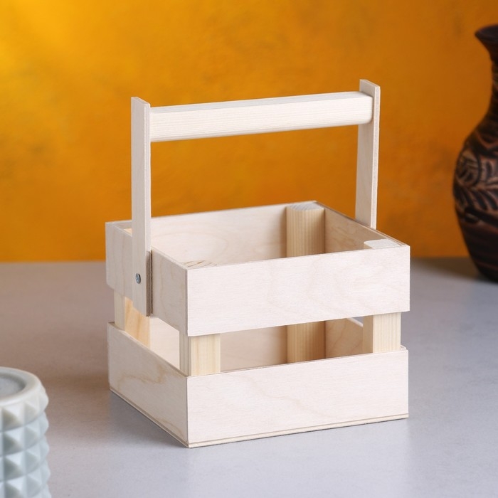 Кашпо деревянное 12&times;11&times;9 см "Однушка Лайт", двухреечное, натуральный Дарим Красиво