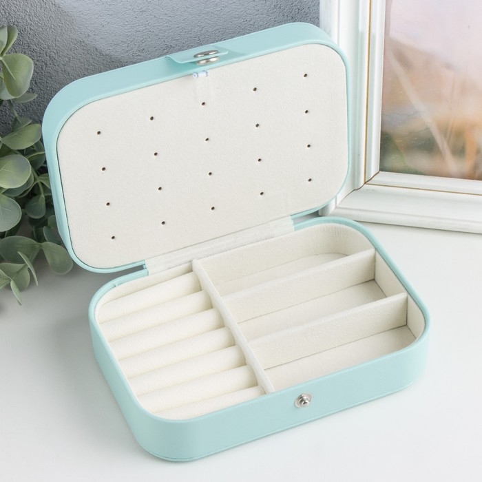 Шкатулка кожзам для украшений Шкатулка кожзам для украшений "Матовая гладь" бирюзовая 16х11х5 см