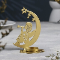 Новый год Подсвечник "Луна" металл на одну свечу, 7,1х10,8х14,7 см, золотой Новый год Подсвечник "Луна" металл на одну свечу, 7,1х10,8х14,7 см, золотой