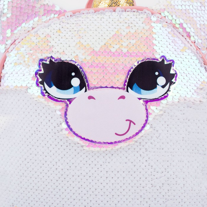 Рюкзак детский для девочки с пайетками «Единорог» , отдел на молнии, цвет розовый Рюкзак детский для девочки с пайетками «Единорог» , отдел на молнии, цвет розовый