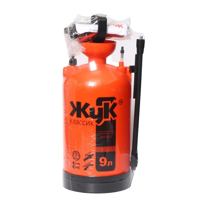 Опрыскиватель помповый, 9 л, термоусадка, пластиковый брандспойт, &laquo;Жук&raquo;