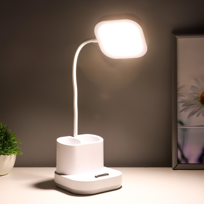 Настольная лампа Настольная лампа "Ронд" LED, от USB/АКБ 10 Вт сенсор 3000-6000 К белый 13х13х44 см RISALUX