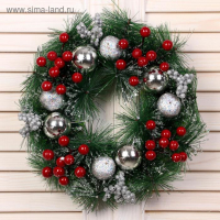 Венок новогодний d-25 см "Яблочки и ягодки" Венок новогодний d-25 см "Яблочки и ягодки"