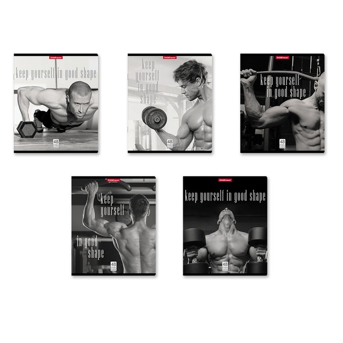 Тетрадь 48 листов в клетку, ErichKrause Тетрадь 48 листов в клетку, ErichKrause "Будь в форме", обложка мелованный картон, блок офсет 100% белизна, МИКС (1 вид в спайке)