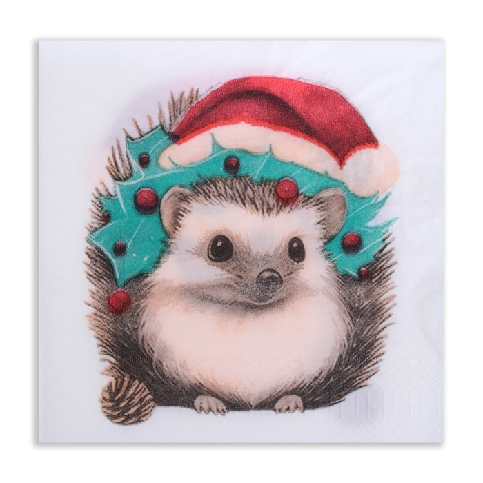 Новогодние салфетки бумажные New Line Design &laquo;Новогодний ёжик&raquo; 3 слоя, 33х33 см, 20 шт
