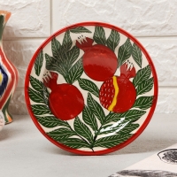 Тарелка Риштанская Керамика "Гранаты", плоская, 17 см, Тарелка Риштанская Керамика "Гранаты", плоская, 17 см,