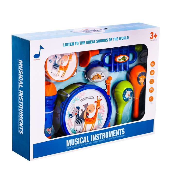 Набор музыкальных инструментов &laquo;Зверята&raquo;, 9 предметов