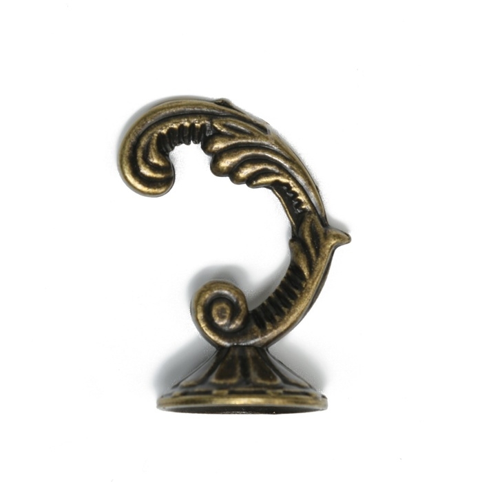 Крючок для штор "ТУНДРА" KS002, однорожковый, цвет бронза