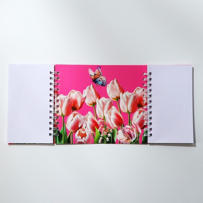 Двойной блокнот на гребне, мягкая обложка, размер 15х12см, 48 л &laquo;Самой нежной&raquo;