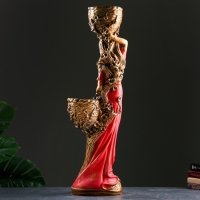 Фигура "Девушка с двумя кашпо" красная, 24х30х96см