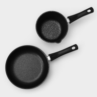 Набор кухонной посуды «Мраморная №3», 6 предметов, крышка, съёмная ручка, антипригарное покрытие, цвет тёмный мрамор Набор кухонной посуды «Мраморная №3», 6 предметов, крышка, съёмная ручка, антипригарное покрытие, цвет тёмный мрамор