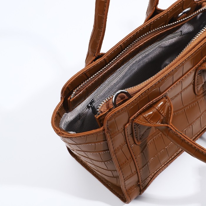 Сумка женская тоут на молнии, цвет коричневый Сумка женская тоут на молнии, цвет коричневый